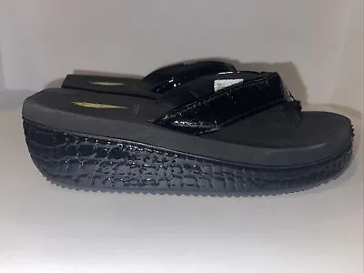 Volatile Black Wedge Flip Flops Sandals Women's Platform Slip On Size 7 • $35