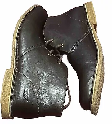 UGG LEIGHTON SN 3275 Chukka Boots Shoes Dark Brown Leather Men’s 13 • $29.97
