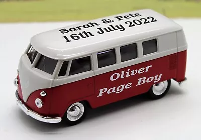 Wedding Day Personalised Name Page Boy Best Man Diecast VW Camper Van Bus Gift • £10.95