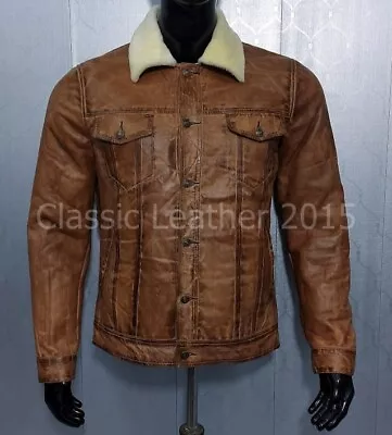  Men's Shearling Leather Jacket Dark Brown B3 Jacket Original Flying Jacket • $171.99