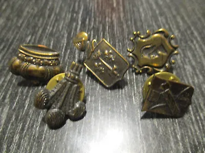Set 5 Vintage French Fleur De Lis Shield Crown Scatter Pin Miniature Brooch • $19.99