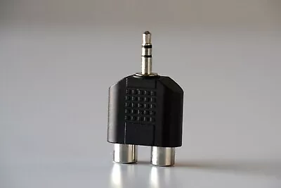 3.5mm Mini-Stereo Male To Dual RCA Female Speaker Adapter Black Plastic Casing • $5.99