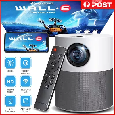 $205.99 • Buy 4K 1080P HD Bluetooth Video Projector Wifi USB HDMI Portable Home Projector AU