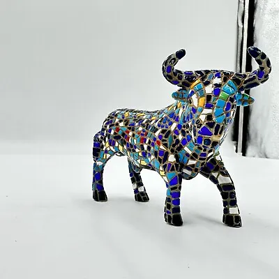 Vintage Spain Spanish Toro Barcino Mosaic Bull Figurine Multicolor • $20.99