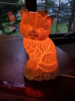 $38.84 • Buy Vtg Porcelain Flowers Cat Portable Lamp Aladdin Gifteare Underwater Laboratories