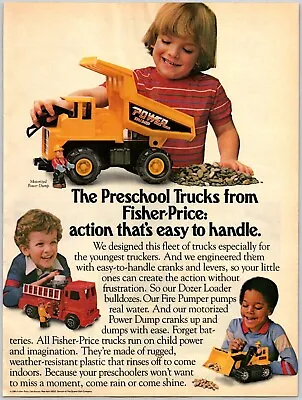 1985 Fisher-Price Trucks Motorized Power Dump Little Boy Dumped Stones Print Ad • $14.39