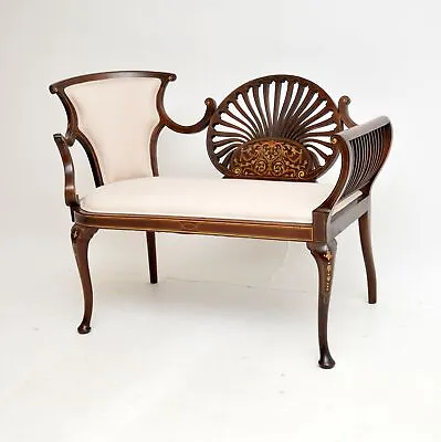 £2200 • Buy Antique Edwardian Inlaid Mahogany Love Seat / Settee