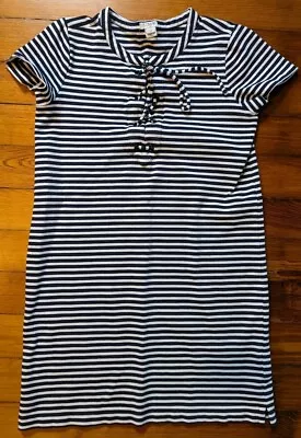 J.Crew Striped Casual Pull Over Dress Stretch Womens Size XS Lace Up Dress • $4.50