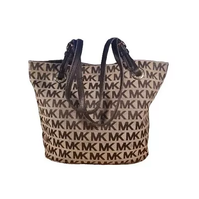 Michael Kors Shoulder Tote Bag Monogram Fabric Canvas Designer Leather • $25.88