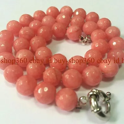 Natural 10mm Faceted Pink Morganite Round Gems Beads Necklaces 18/24/36/40  • $4.99