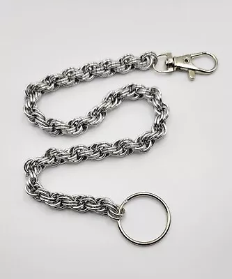 Handmade Silver Chainmail Double Spiral Biker/Punk/Retro Wallet Chain  • £9.99