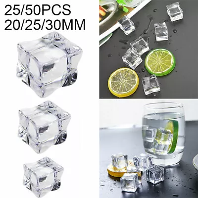 £10.12 • Buy 25/50x Acrylic Fake Ice Cubes Square Artificial Crystal Clear Cube Wine Decors