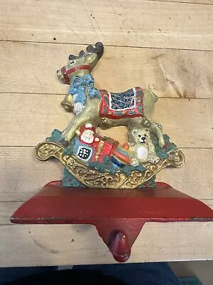 Vtg Midwest Cannon Falls Rocking Horse Reindeer Cast Iron Stocking Hanger Holder • $16