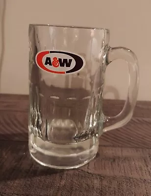 Vintage AW A&W Root Beer Soda Mug 6'' Tall Dimple Sides Heavy Glass Pre Owned • $10
