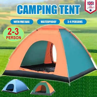 2-3 Man Automatic Instant Pop Up Tent Camping Tent Family Outdoor Hiking Shelter • £17.99