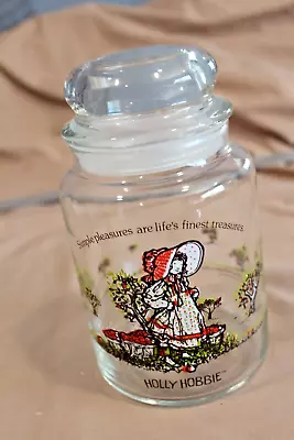 Vintage Large Apothecary Glass Jar With Dome Lid 1980 Holly Hobbie Candy Jar • $14.99