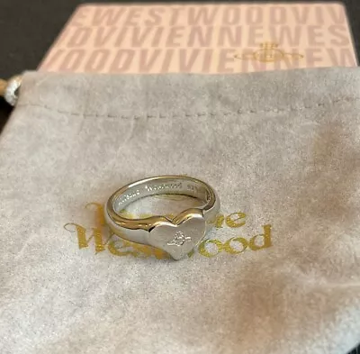 VIVIENNE WESTWOOD Silver Marybelle Ring Logo Saturn Orb Ring Size 7 • $51.37