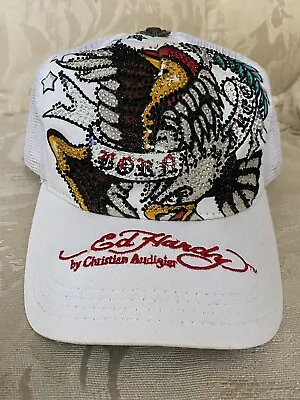 Ed Hardy Christian Audigier Born Free Eagle Snap Back Hat Cap Rhinestones • $25