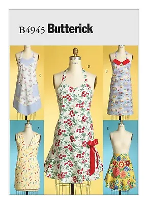 Butterick Sewing Pattern 4945 Misses 8-18 Classic Full & Half Aprons In 5 Styles • $15.95