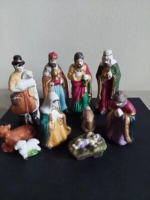 Christmas Nativity Set 11 Pieces Mary Joseph Jesus 3 Kings Shepherd Camel Cow  • £29