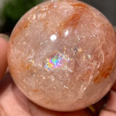 306g Rainbow Red Hematoid Quartz Crystal Sphere Phantom MULTI-INCLUSIONS Healing • $85