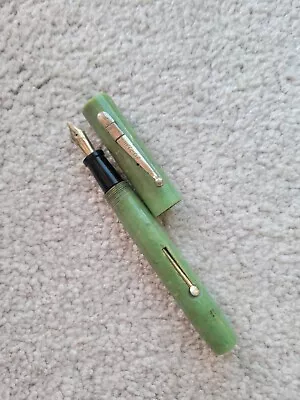 Vintage Criterion Oversize Jade Green Fountain Pen Unrestored 14k Flexible Nib • $65