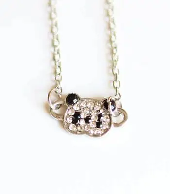 Cute Kitsch Panda Bear Necklace W' Diamantes Kawaii Jewellery - UK Seller   • £1.99