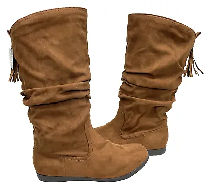 NEW Arizona Kasper Slouch Brown Faux Leather Memory Foam Boots Women's 7.5 M • $15.48