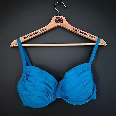 £2.99 • Buy Ladies Blue Ruched Underwired Padded Bikini Top Size 14 BX49