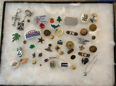 Lot Lapel Pins Military Pendant Buttons Sewing Patches Jewelry Keepsake Dog Tags • $30