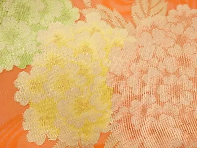 6300912: Japanese Kimono / Antique Nagoya Obi For Summer / Woven Hydrangea • $42.70