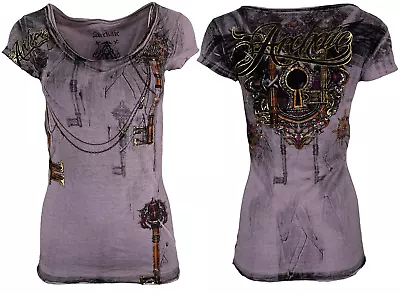 Archaic By Affliction Women's T-shirt Tainted Lover Biker Tattoo • $24.95