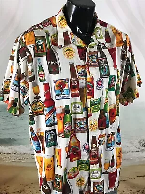 KATIN Surf HULA LAGER Vintage Button Up Hawaii SHIRT XL Outrigger Ale Maui Beer • $54