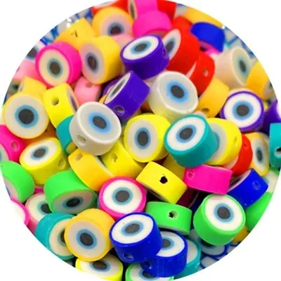 £2.99 • Buy Polymer Clay Beads For Jewellery Making Round Devil Eye Mix Colour 20pcs ~10mm