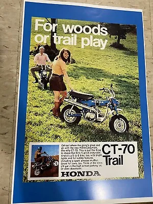 Vintage Honda CT 70 Trail Motorcycle Poster Advertisement H1700 • $15