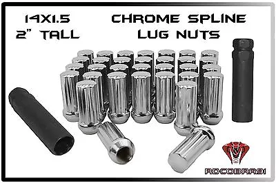 24 Chrome Spline Lug Nuts + 2 Keys Anti Theft Locking Wheel Lugs 6 Lug Trucks • $34.28