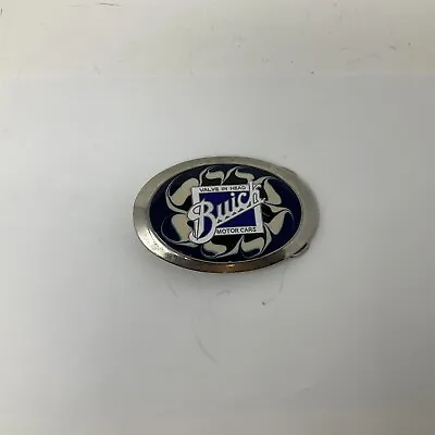 Vintage Blue Buick Motor Cars Belt Buckle Valve In Head  • $14