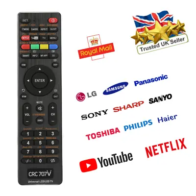 £7.99 • Buy All In One Universal Remote Control For TV Replacement Controller Black