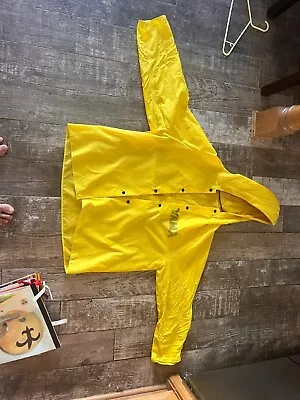 Vintage Rain Wear Yellow Raincoat Jacket Vinyl Air Weave Size M • $10.99