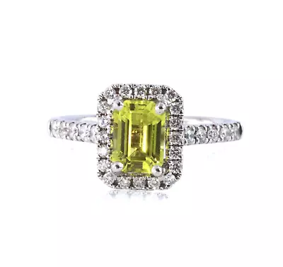 Real Diamond & .90ct Yellow Tourmaline Ring   - Solid 18ct White Gold  BNWT • £1750