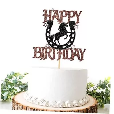 Horseshoe & Horse Happy Birthday Cake Topper Horse Racing Theme Birthday  • £18.72