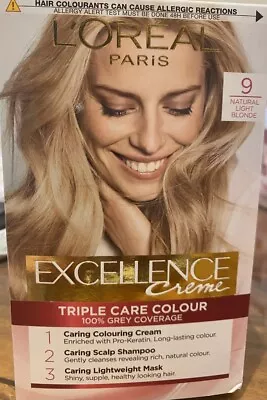 L'Oreal Paris Excellence Creme Permanent Hair Dye 9 Natural Light Blonde • £13.25