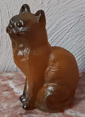 Airbrushed Brown Solid Glass Sitting Kitty Cat Kitten - Mosser USA • $36.99