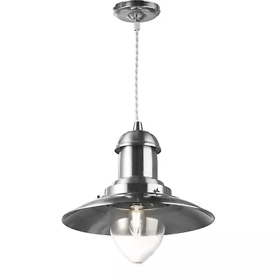 £29.99 • Buy Fisherman Style Pendant Ceiling Light / Nautical / Vintage Braided Cable / Glass