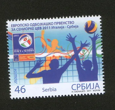 Serbia-italy-mnh-stamp-volleyball-women-sport-2011. • $1.63