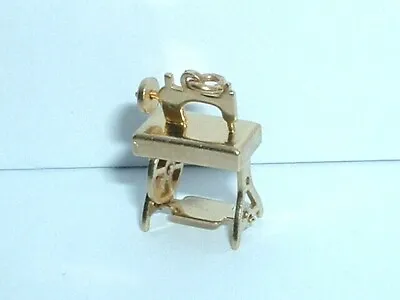 Vintage 14k Yellow Gold Moveable 3d Sewing Machine Charm • $195