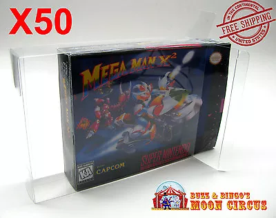 50x SUPER NINTENDO SNES CIB - CLEAR PLASTIC PROTECTIVE BOX PROTECTOR SLEEVE CASE • $39.98