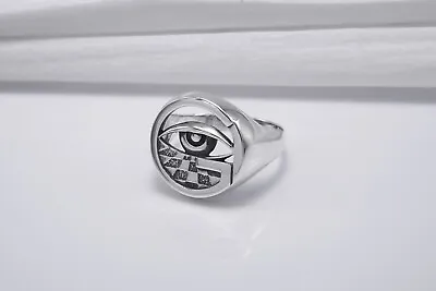 All Seeing Eye Ring Handmade Master Chess Board Signet Unique Freemason Jewelry • £75.06