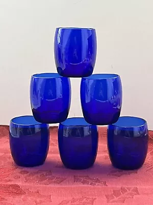 Vintage Set 6 Cobolt Blue Glass Shot Glasses 2.25” X 1.5” Euc Mint • $15.85