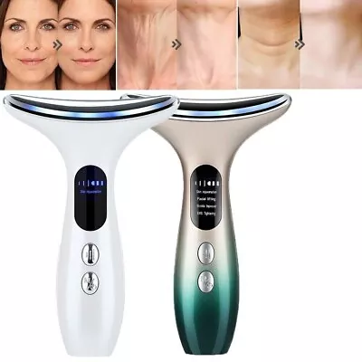 Face Neck Facial Beauty Machine Microcurrent Skin Tightening Lifting Device LED • £13.95